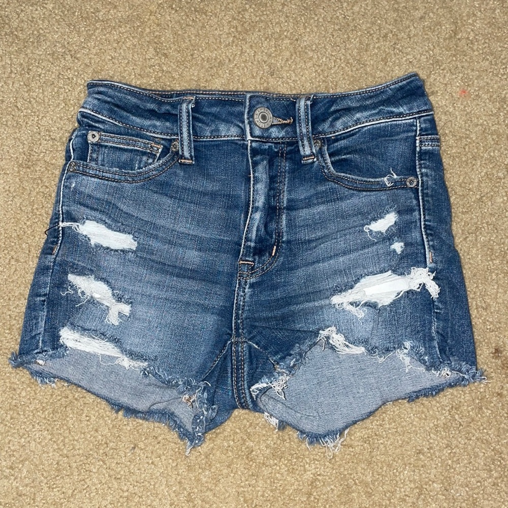 american eagle high rise jean shorts